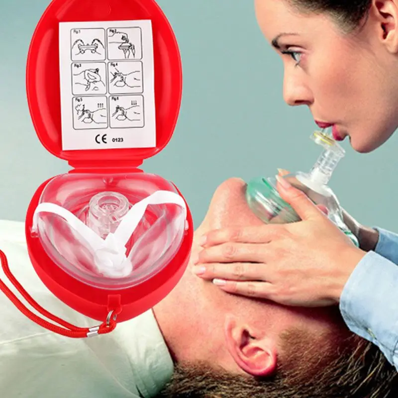 Аптечка первой помощи дыхание через рот CPR маска для лица Уход за кожей лица щит в одну сторону клапан инструментный Карманный реаниматор с подачей воздуха с Жесткий чехол ремешок на запястье