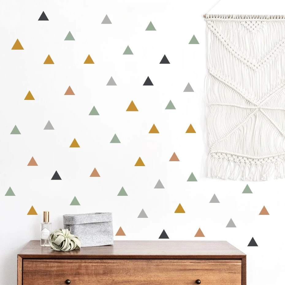 Мультяшные треугольные геометрические зеркальные Съемные Виниловые наклейки на