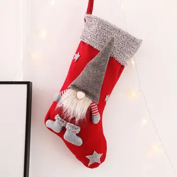 

Christmas Stockings Sock Xmas Candy Gift Bag Swedish Gnome Santa Hanging Pendant Ornament Home Decor 634E