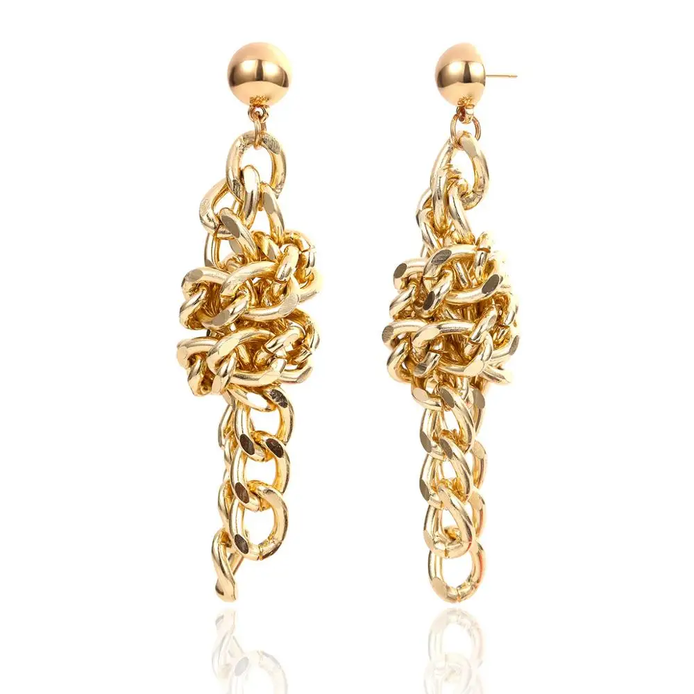 Уникальные женские серьги-цепочки в стиле панк-рок с узлом модные крупные