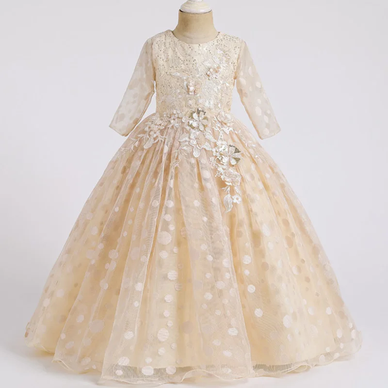 Кружевные платья для девочек с цветочным рисунком и длинным шлейфом; элегантные платья невесты; бальное платье; вечернее платье; платья для первого причастия; Vestido Comunion