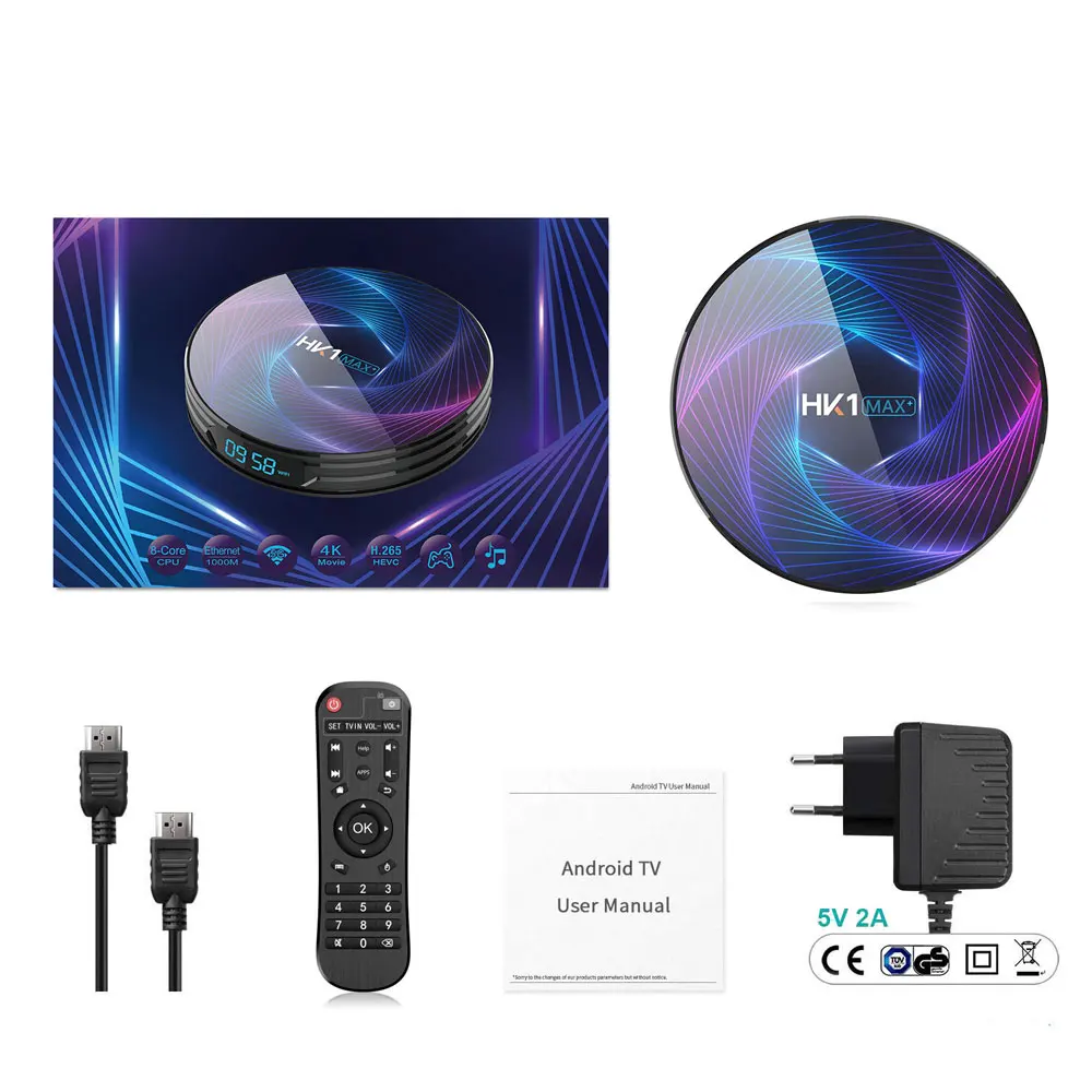  Smart TV Box HK1 Max Plus RK3368PRO Octa Core 4GB 32/64/128GB ROM 1080P 4K 1000M LAN 5G WIFI blueto