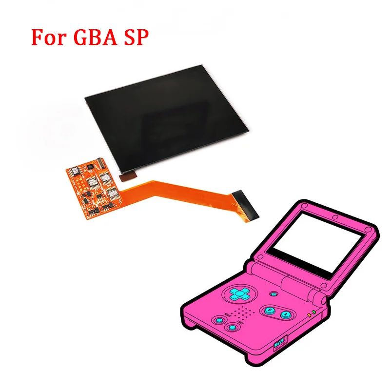 Комплекты для замены ЖК-экрана IPS V2 GBA SP ЖК-экран с подсветкой высокая яркость GameBoy
