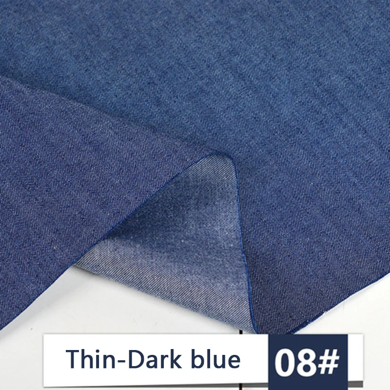 100*140 см хлопок джинсовая ткань куртка джинсовая ткань рубашки платье Лето Тонкий деним «сделай сам» ручной работы ткань стеганое Шитье - Цвет: Thin-Dark blue