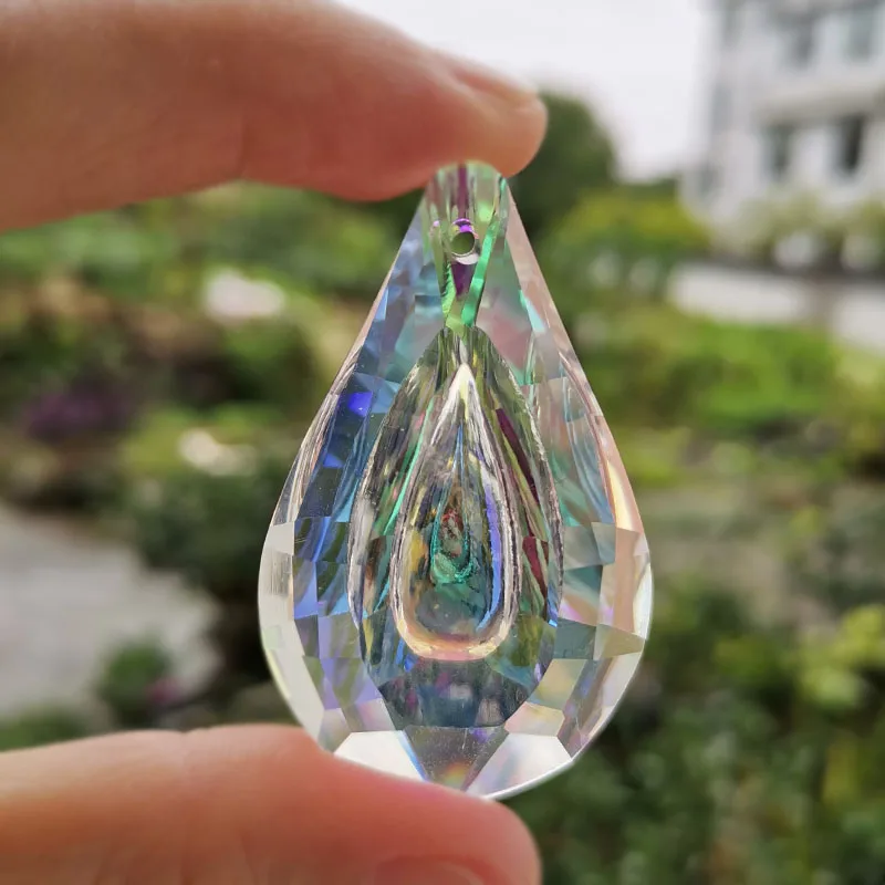 2Pcs Cone Crystal Prism Chandelier Part DIY Window Hanging Drop Decor Suncatcher 