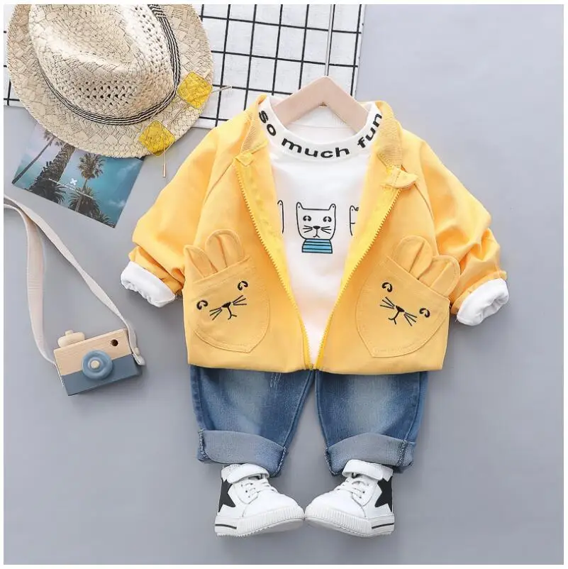 Autumn Baby Boys Clothing Sets Toddler Infant Clothes Suits Cartoon Coat T Shirt Pants Children Kids Costume Suit