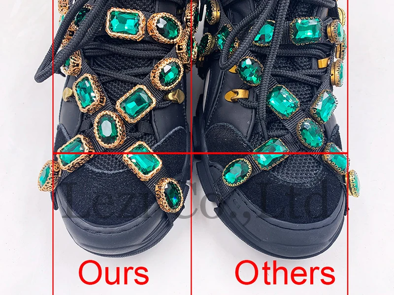 Сетчатые роскошные дизайнерские женские туфли знаменитостей со стразами; китайские зеленые Итальянские кроссовки со стразами; криперы; большие размеры; стразы