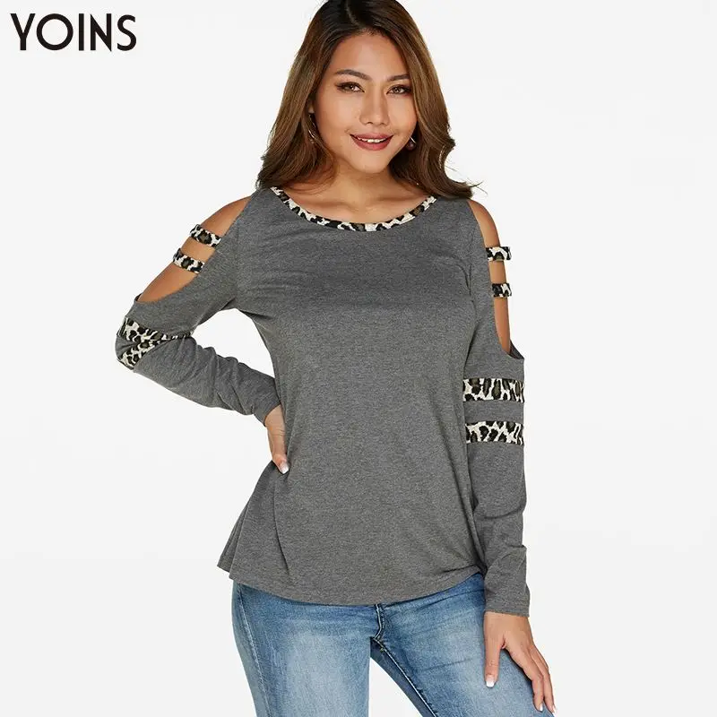 YOINS 2020 весна осень женские зимние блузки и рубашки хлопок с открытыми плечами