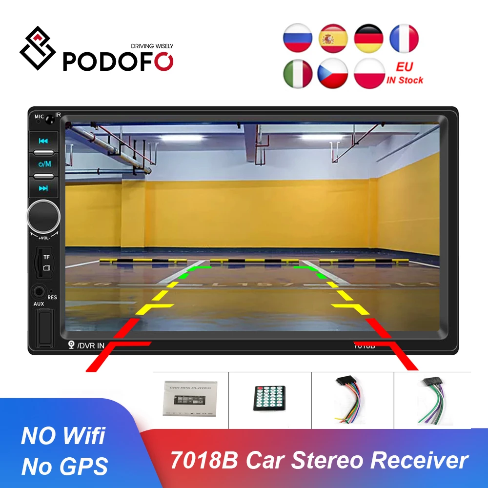 Podofo 2Din Radio samochodowe z Bluetooth 7018B Autoradio odtwarzacz multimedialny dla Nissan Hyundai Kia Toyata Chevrolet Ford Suzuki Mitsubishi