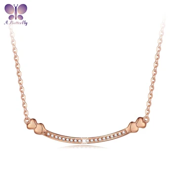 

A Butterfly 18k Rose Gold Diamond Necklace Heart-Shaped Smiley Face Pendant Necklace Simple Clavicle Chain