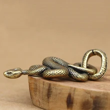 1 pieza de moda de latón Metal forma de serpiente llavero hecho a mano llavero serpiente llavero bolso colgante