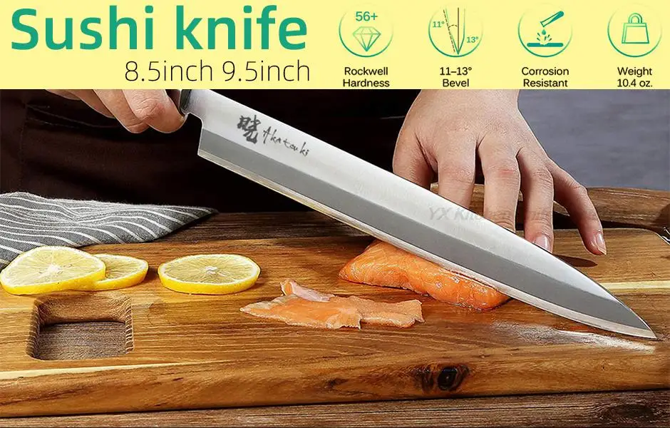 150. японский нож для суши. суши шеф с ножом. японский нож сантоку для роллов. Arcos sashimi 289904.