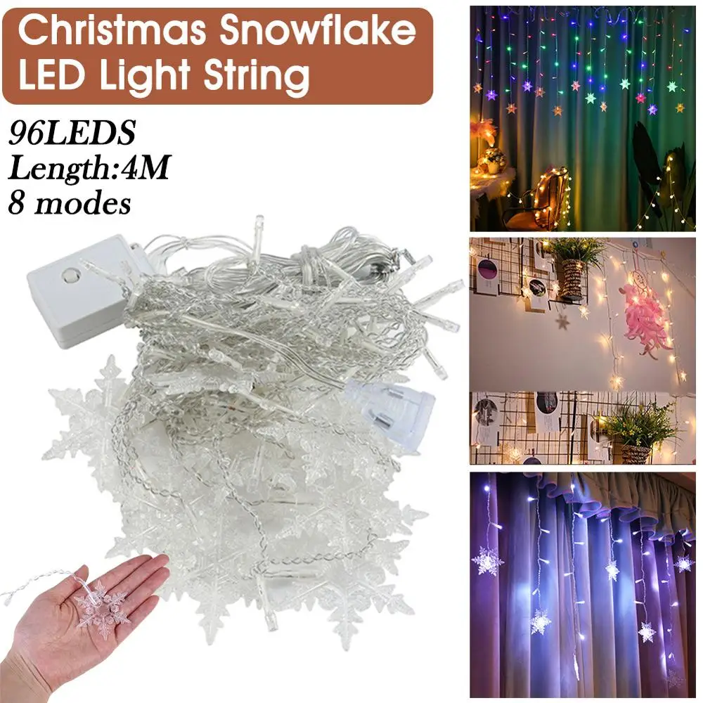 

400cm Outdoor Xmas Snowflake LED String lights Flashing Lights Curtain Light Waterproof Holiday Connectable Wave Fairy Light