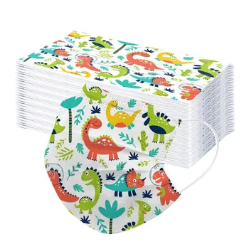 

100pc Children Protective Masks Dinosaur Print Proof Gauze Breathable Comfortable Pattern Mask Mascarilles Foulard Cheveux Повяз
