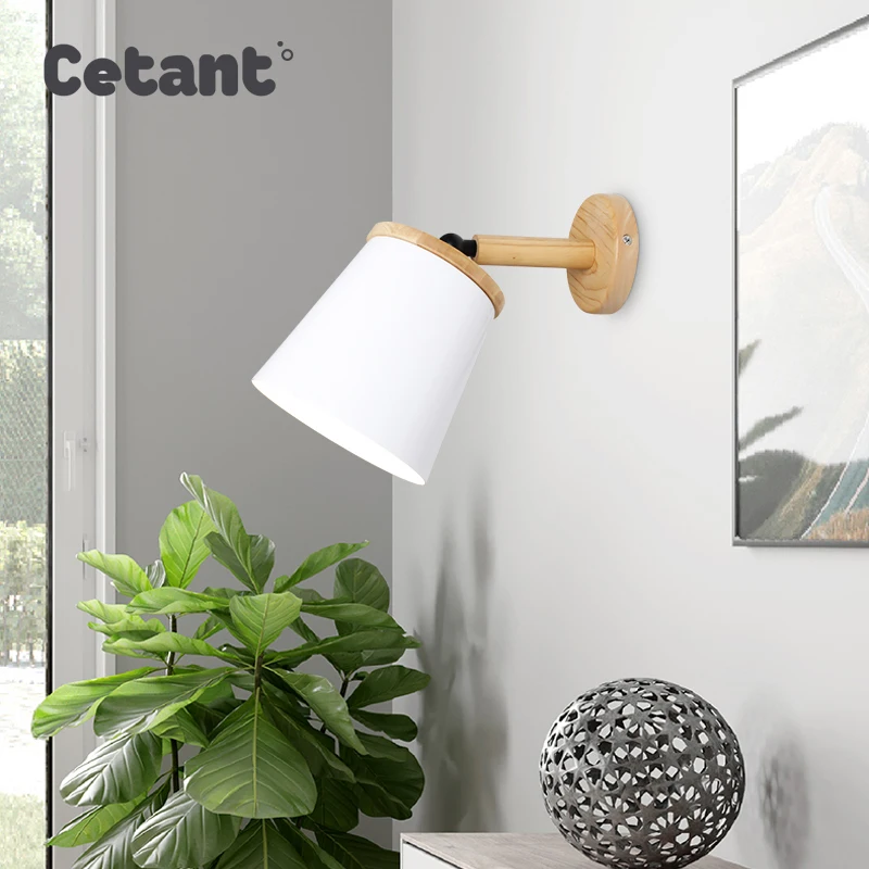 

Wood simple creative wall light led bedroom bedside decoration Nordic designer living room corridor hotel adjustable wall lamps