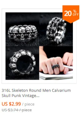 Retro Mens Rings 316L Stainless Steel For Male Boyfriend Biker Jewelry Golden Blue CZ Crystal Stones Skull Eagle Ring 2021 New