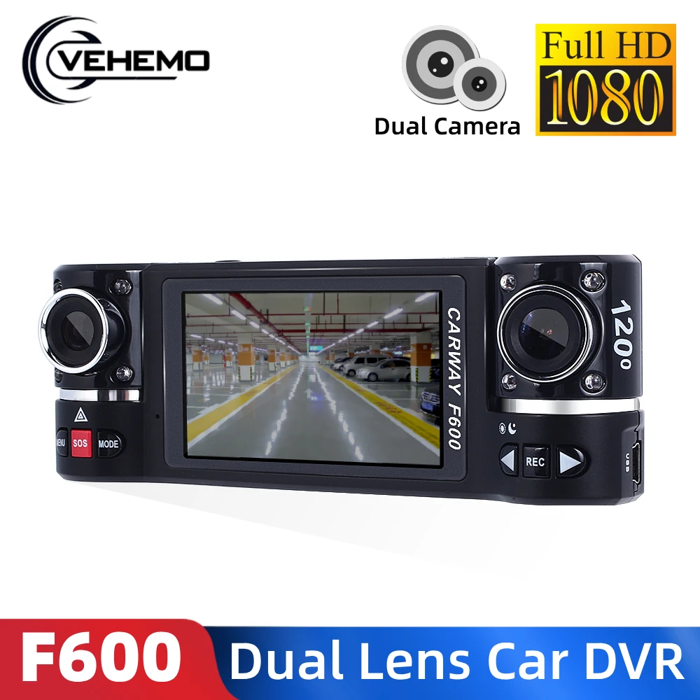 Full HD 1080P DVRs F600 Автомобильный видеорегистратор 2," видеорегистратор с поворотом на 180 градусов с двойным объективом ночного видения видеорегистратор