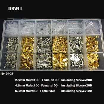 

1040/320/300pcs 2.2/2.8/4.8/6.3mm Female Male Spade Crimp Terminals Wire Wrap Connector Seal Electrical Wire terminator set