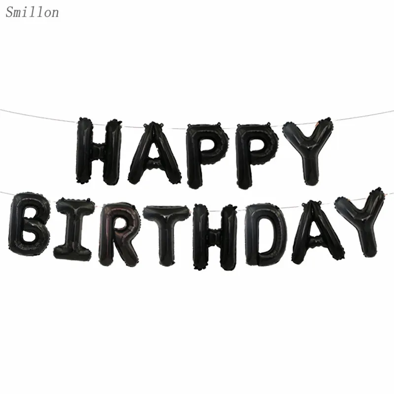 16 inch Black Happy Birthday Aluminum Film Balloon Combination birthday party decorations kids baloon 1 year decoration | Дом и сад