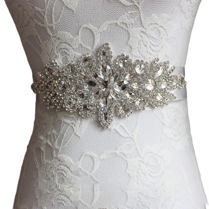 Bride Rhinestone Satin Belt Ladies Wedding Dress Accessories bridal waistband