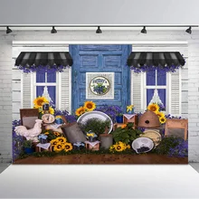 *#Best Price Farmer's Market Backdrop Sunflower Blue Store Children Backgrounds for Photo Studio Newborn Baby Kids Photography Backdrops *#Best Price Farmer's Market Backdrop Sunflower Blue Store Children Backgrounds for Photo Studio Newborn Baby Kids Photography Backdrops