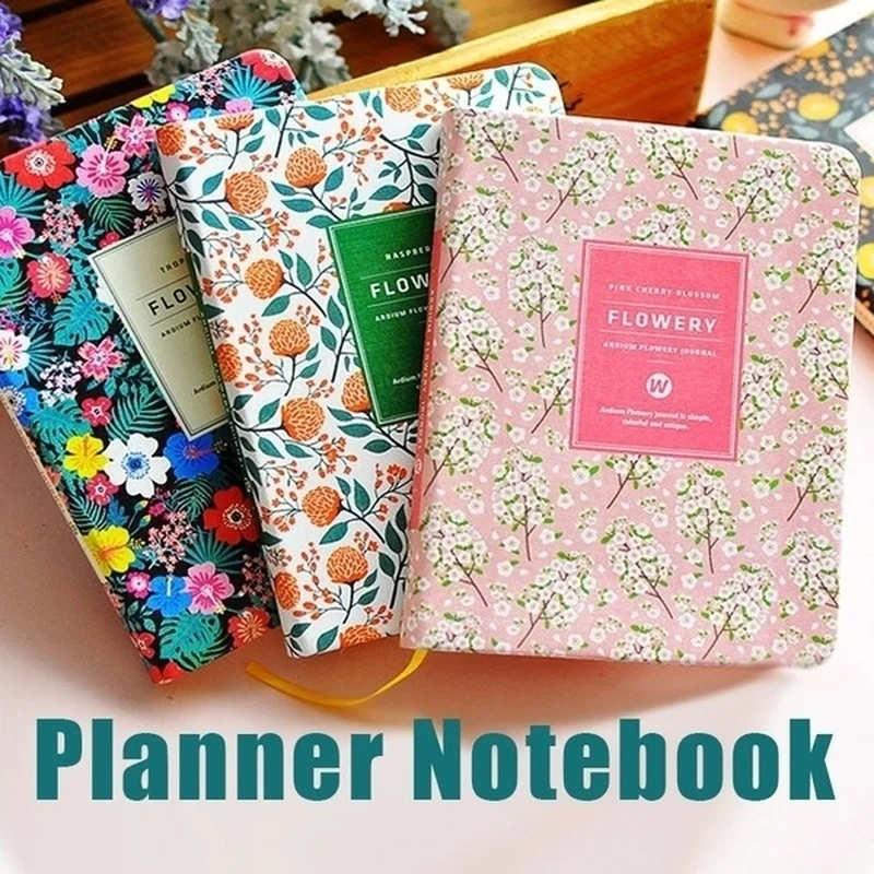 Floral Leather Cover Planner Notebook Student Stationery Office Supplies | Канцтовары для офиса и дома