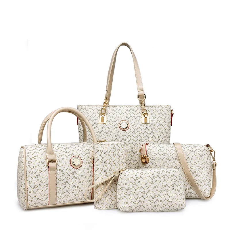 

2017 New Style Women's Different Size Bags Five-Piece WOMEN'S Bag Bone Pattern Europe And America Shoulder Handbag