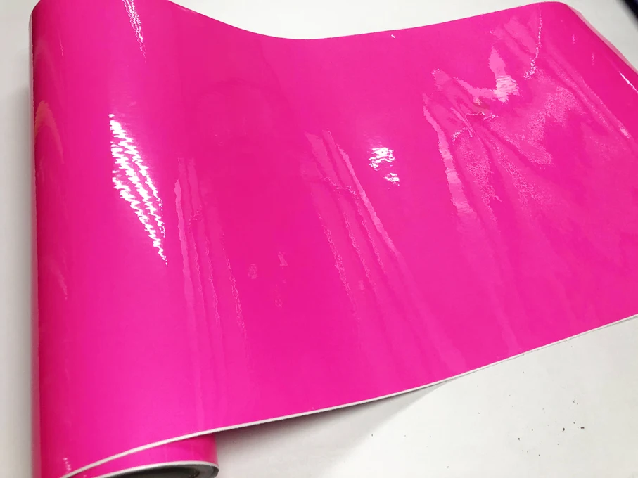 High Quality fluorescent Pink Car Wrap Vinyl Film auto wrapping foil with Air bubble Free With Size:10/20/30/40/50x152CMHigh Glossy Fluorescent Vinyl Sticker for car Styling DIY Film funny bumper stickers