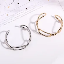 Модные открытые браслеты-манжеты для женщин и девушек, геометрический Круглый Золотой Серебряный браслет на запястье, простые трендовые ювелирные изделия