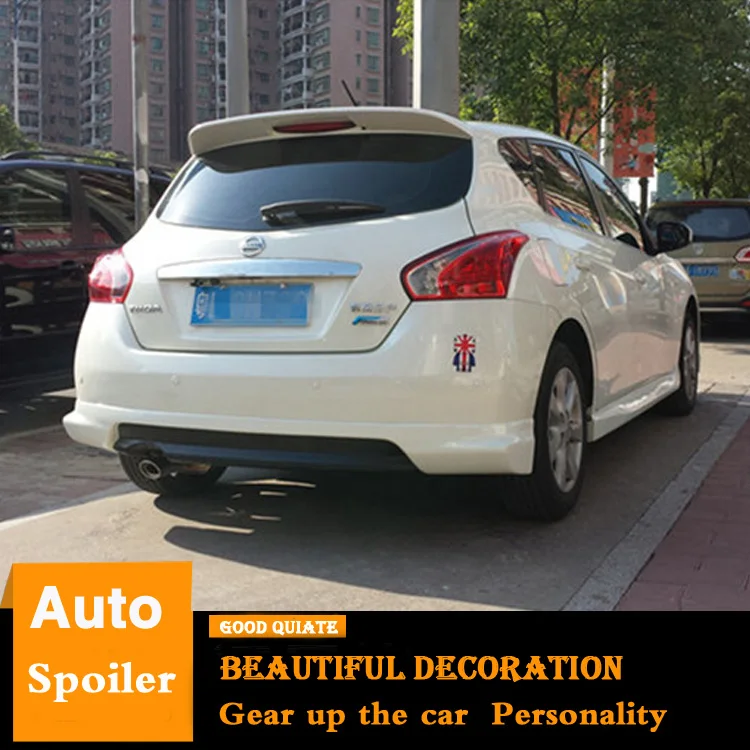 Спойлер для Nissan Tiida Hatchback 2011-2016ABS материал автомобильного заднего крыла грунтовка