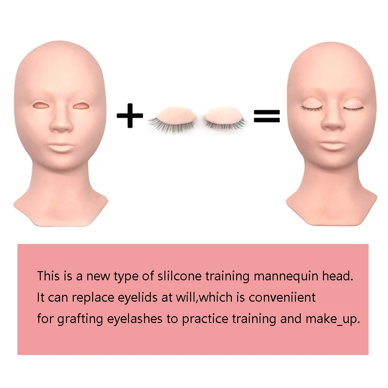 

3 Colors Eyelash Training kit Mannequin Head Replacement Eyelids Silicone Lash Mannequin With Eyelid Makeup Model