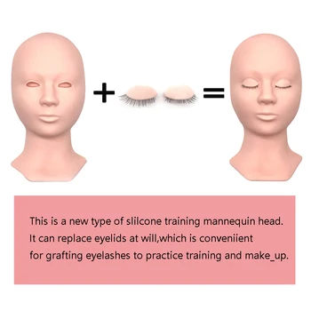 

3 Colors Eyelash Training kit Mannequin Head Replacement Eyelids Silicone Lash Mannequin With Eyelid Makeup Model