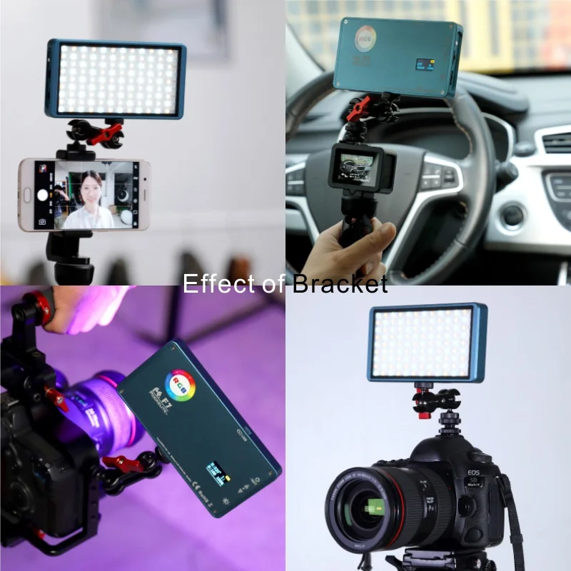 Falcon Eyes F7 RGB LED Video Light+ Softbox and Honeycomb Grid Dimmable 2500K-9000K Pocket DSLR Camera Light for Photo Shooting