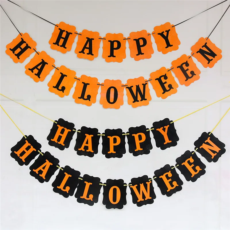 

Halloween Banners Flags Paper Bunting Garland Hanging Home Office Party Decoration Halloween Pull Flag Decoration Accessories