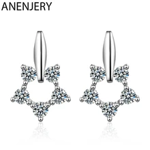 ANENJERY простые 925 пробы серебряные серьги с цирконием в форме звезды для женщин девушки подарок S-E909
