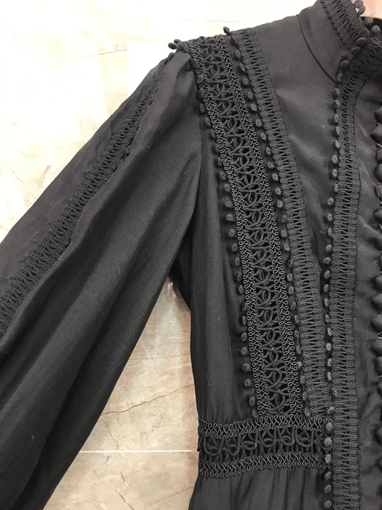 Ранняя осень женский малый стоячий воротник вышивка цветок сплошной цвет декоративный длинный рукав лотос лист платье 914