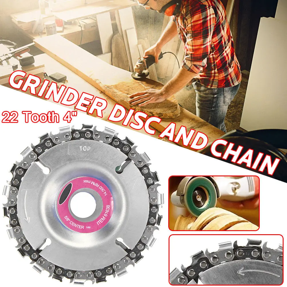 Angle Grinder Disc 22 Tooth Chain Saw Blade Tool DIY Carving Wood