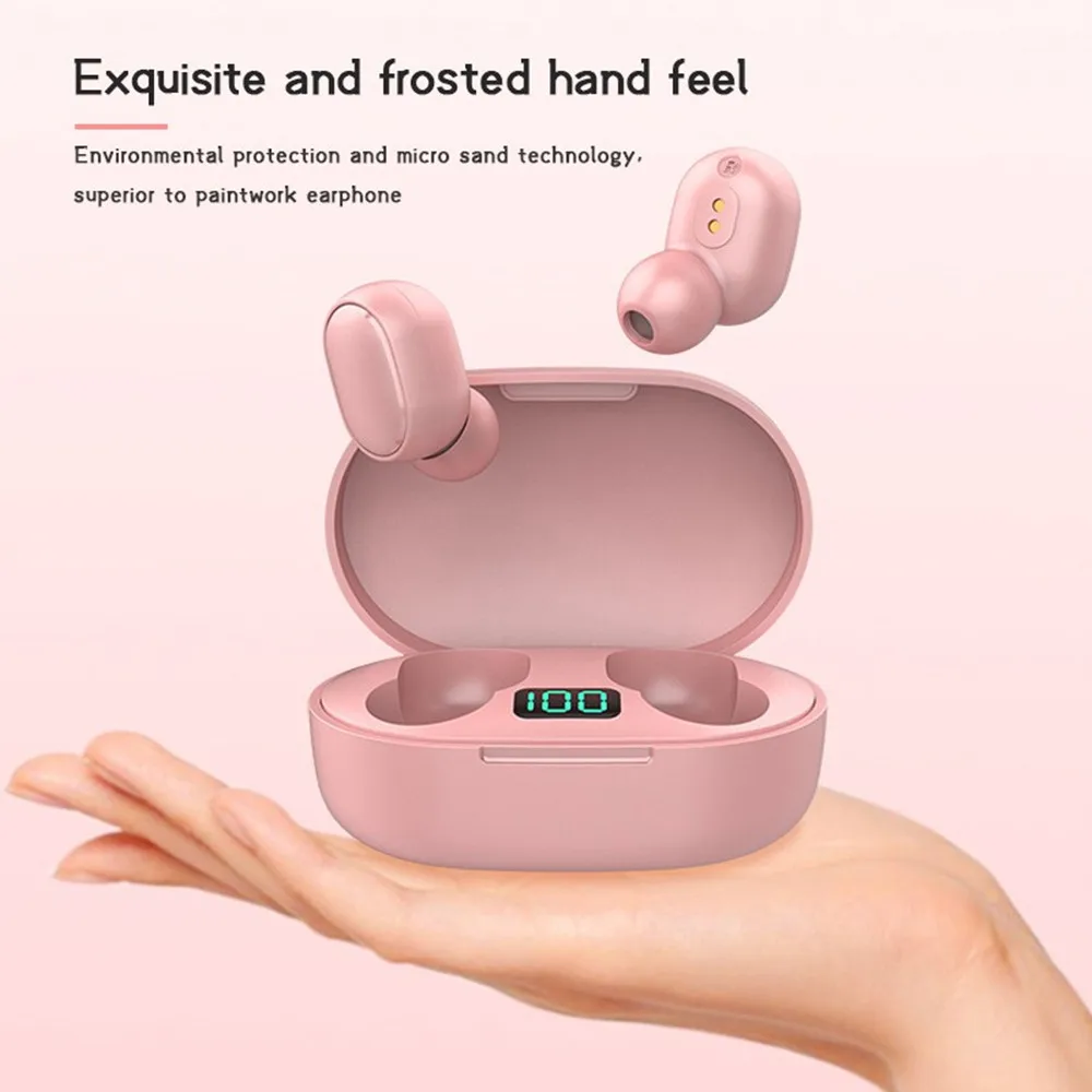 aztms new Bluetooth Earphone e6s LED Display Wireless Headsets with Mic Stereo Waterproof Mini In ear Earbuds for All smartphone