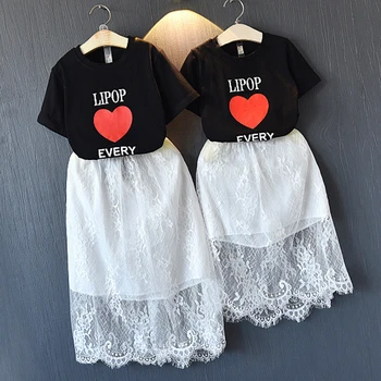 

Melario Girls Clothing Sets 2020 Summer Mother and Daughter Set Print T-shirt and Skirt 2pcs Clothes Set