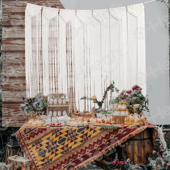 

OHEART Wedding Decoration Tapestry Boho Woven Macrame Wall Hanging Large Beautiful Apartment Dorm Room Decoration