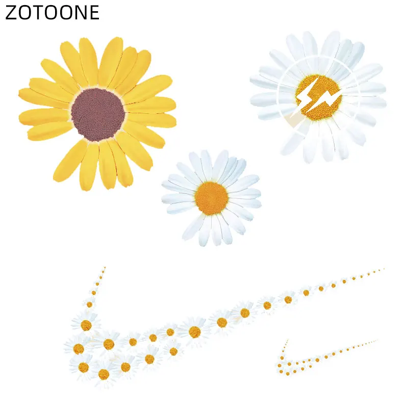 

ZOTOO Little Daisies Patch for T-shirt Jacket Printing Iron on Sticker Heat Transfer Vinyl Children's Clothes Ironing Patches E