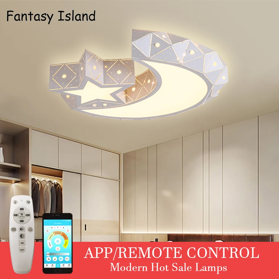 

Moon Stars Dimmable Led Ceiling Lights Fixtures Kitchen Mounted Lamp Ceiling Led Lamp with Remote Control for Kids Children Room