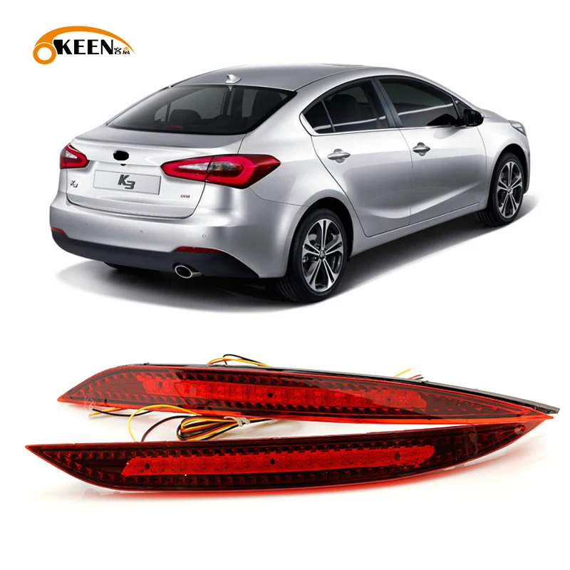 

2PCS Car Red Len Led Rear Bumper Reflector For Kia K3 Cerato Forte 2012 2013 2014 2015 2016 LED Brake Light Tail Fog Lamp