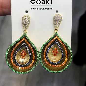 

GODKI High Jewelry Multicolor Earrings For Women Bohemian Geometric Drop Earring 2020 Brincos Female DIY Fashion Jewelry