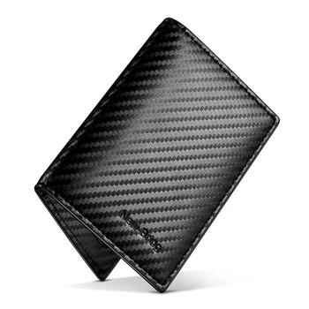 

NewBring Carbon Fiber-Look Wallet Card ID Holder Purse Black For Men