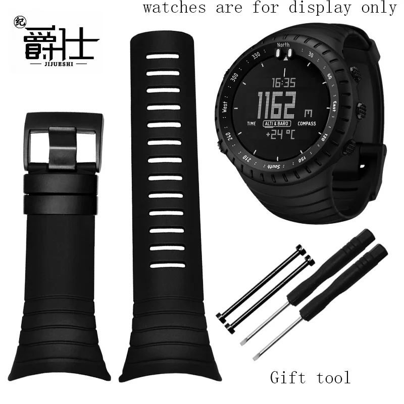 Soft Silicone Watchband Black Special Interface Wristband Replacement Belt For Suunto Core Series Rubber Sport Watch Chain | Наручные