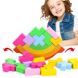 Детская игрушка для раннего развития деревянная укладка дети балансировка тетрис строительный блок настольная игра развития мозга