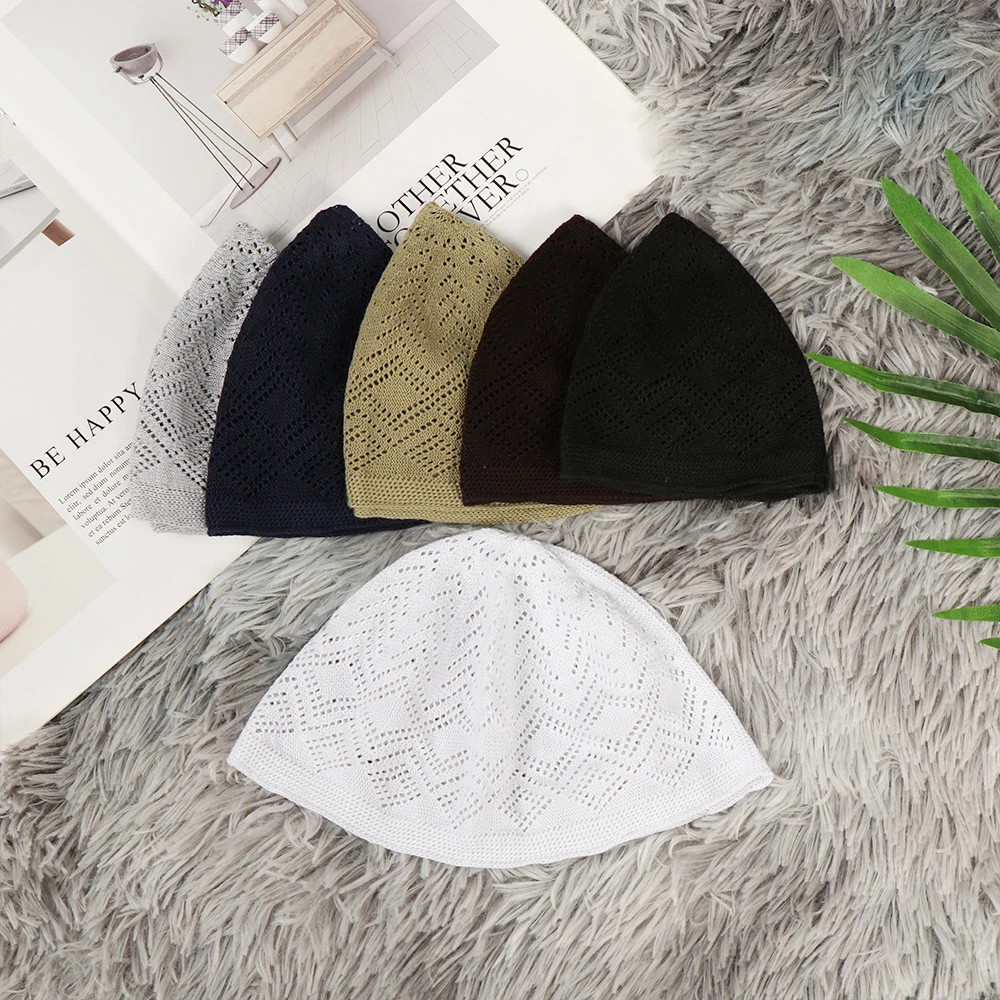 

1 pc 2019 New Unisex Muslim Hat Cotton Knitting Hats Skull Cap Islamic Prayer Cap Solid Color Casual Leisure Fashionable