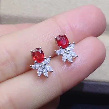 

100% Natural And Real Ruby Earring 925 sterling silver Fine jewelry For men women Earring