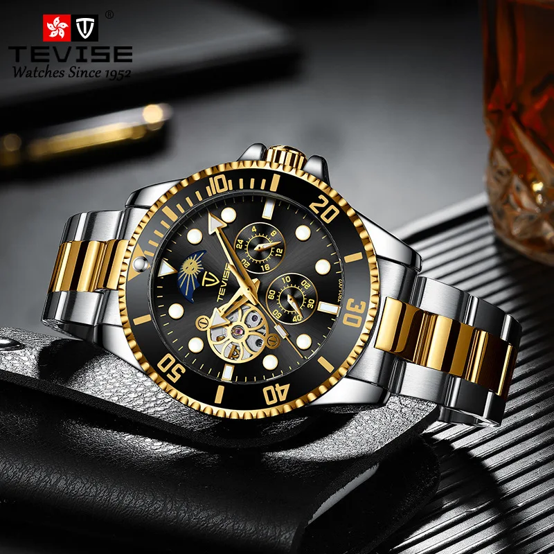 2020 Drop Shipping Tevise Top Brand Men Mechanical Watch Automatic Fashion Luxury Stainless Steel Male Clock Relogio Masculino